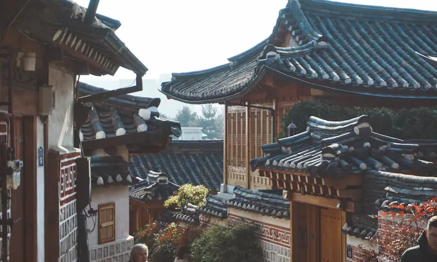 경주 불국사 경내 다보탑과 석가탑 전경